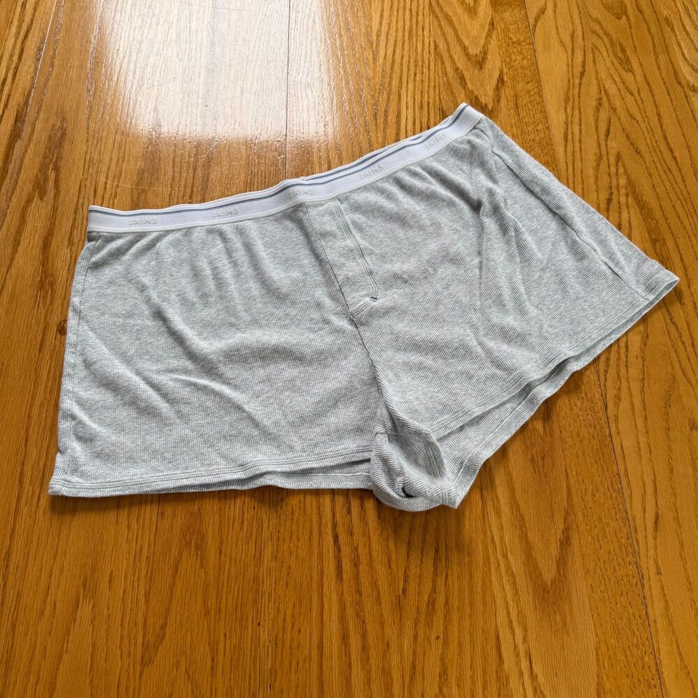 Skims Cotton Rib Shorts Light Grey